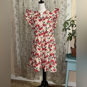 NWOT Sew in Love Floral Ruffle Sleeve Dress size Medium.